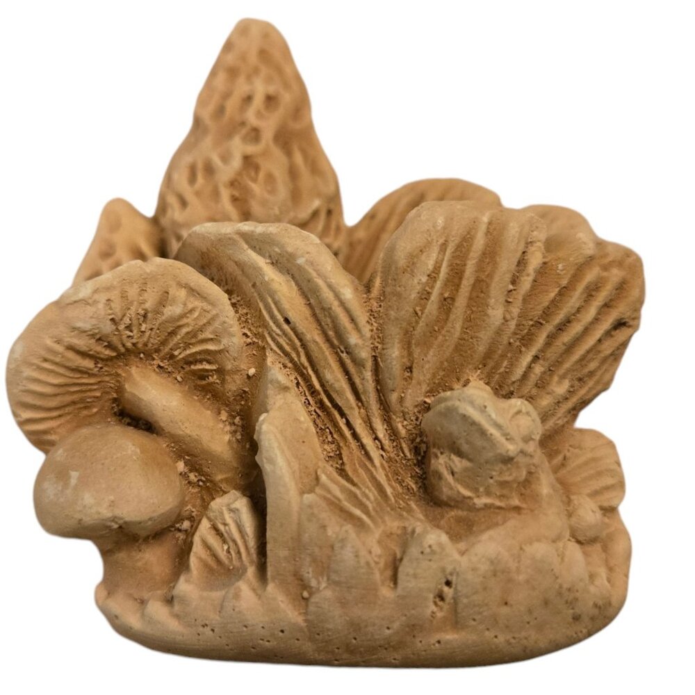 Mushroom And Frog Figurine Holder Morel Toad Collectible Vintage Small